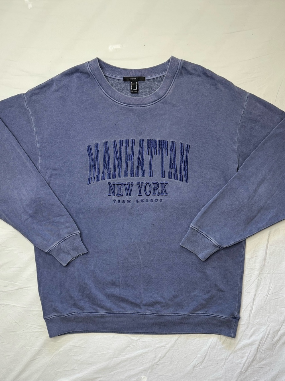Forever 21 - Purple-Blue 'Manhattan New York' Crewneck Sweatshirt